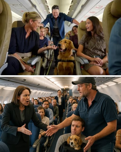 Woman Tries To Get Dog Kicked Off Flight, Then Blake Shelton Witnesses and Does Something That Leaves the Whole Plane Stunned!