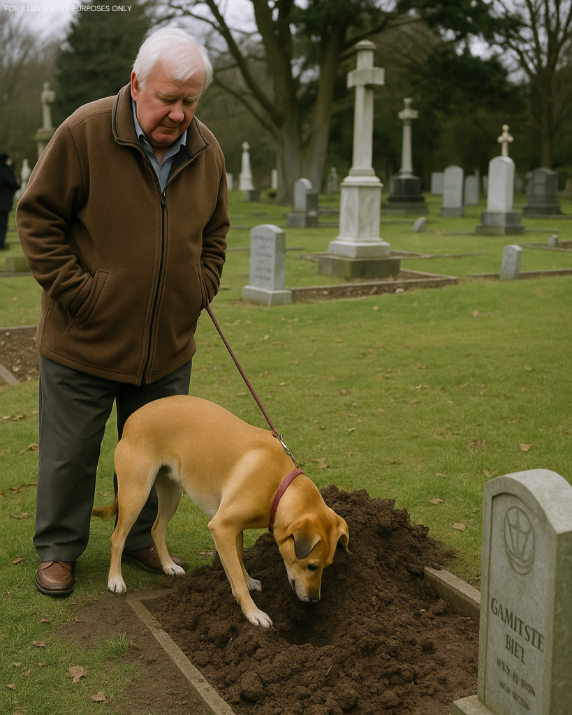 An old man was cleaning up his son’s grave when his dog started digging something in the ground. The discovery…